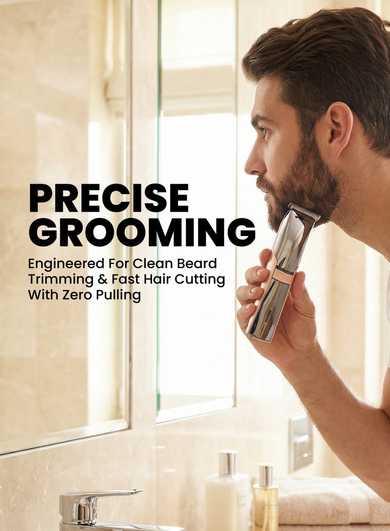 تيم Team Waterproof Rechargeable Hair & Beard Trimmer for Men | Titanium Blade | Low‑Noise Cordless Grooming Kit | 60 Min Runtime | Fast Charging | Ergonomic Design | Professional Precision Trimmer - Image 2